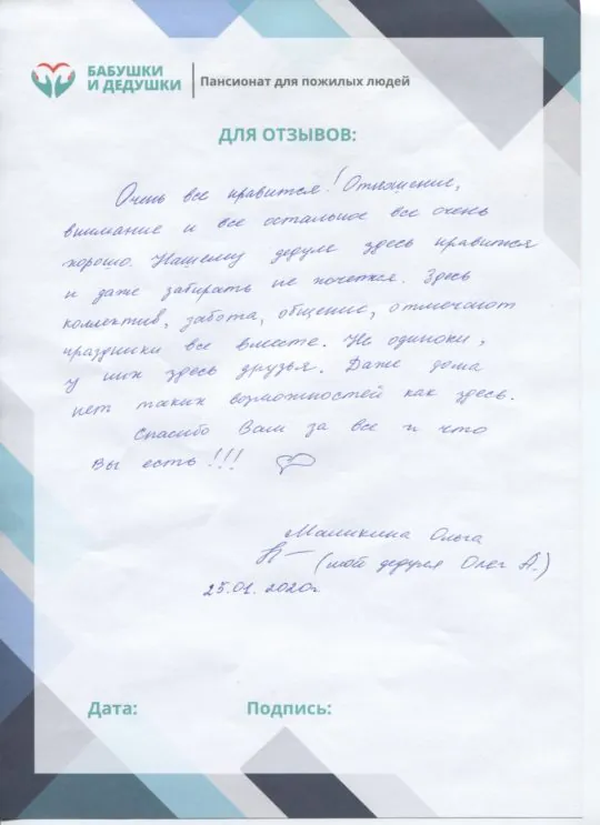 Отзывы о работе пансионата Филипыч